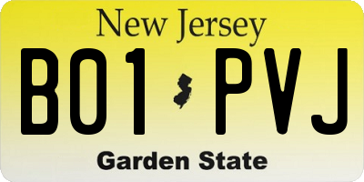 NJ license plate B01PVJ