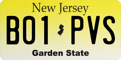 NJ license plate B01PVS