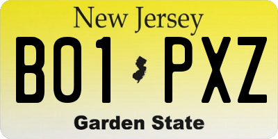 NJ license plate B01PXZ