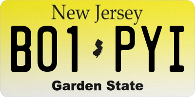 NJ license plate B01PYI