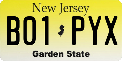 NJ license plate B01PYX