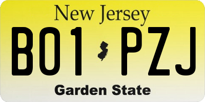 NJ license plate B01PZJ