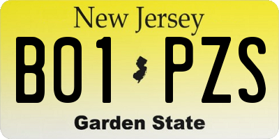 NJ license plate B01PZS
