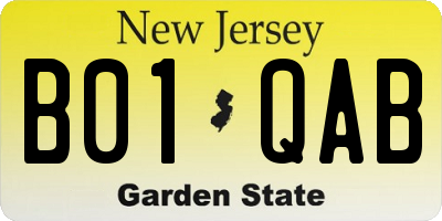 NJ license plate B01QAB