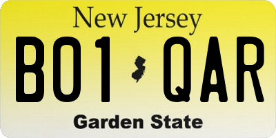 NJ license plate B01QAR