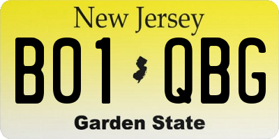 NJ license plate B01QBG