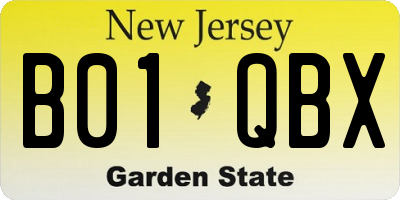 NJ license plate B01QBX
