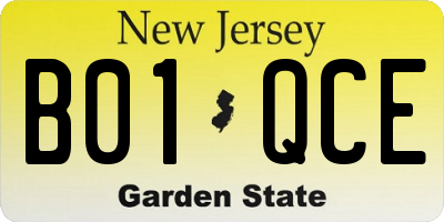 NJ license plate B01QCE