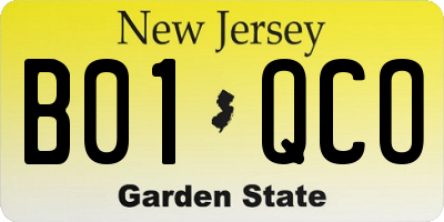 NJ license plate B01QCO