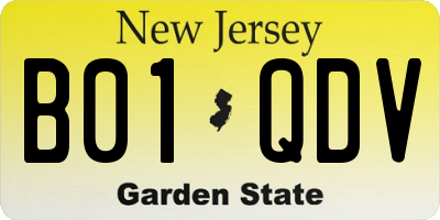 NJ license plate B01QDV