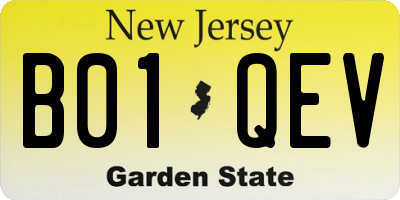 NJ license plate B01QEV