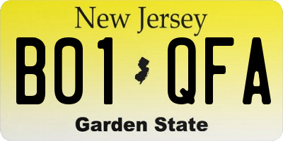 NJ license plate B01QFA