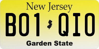 NJ license plate B01QIO