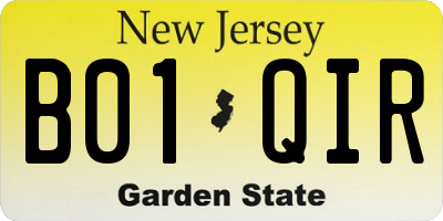 NJ license plate B01QIR