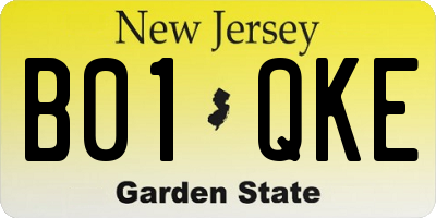 NJ license plate B01QKE