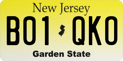 NJ license plate B01QKO