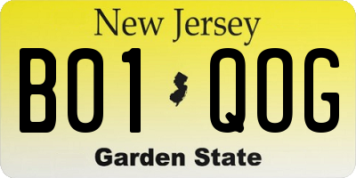 NJ license plate B01QOG