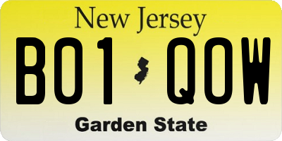NJ license plate B01QOW
