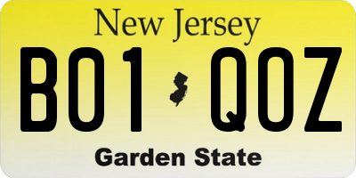 NJ license plate B01QOZ