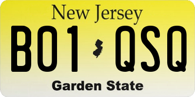 NJ license plate B01QSQ