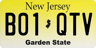 NJ license plate B01QTV