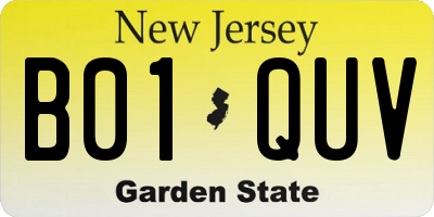 NJ license plate B01QUV