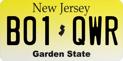 NJ license plate B01QWR