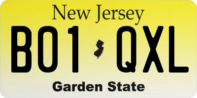 NJ license plate B01QXL