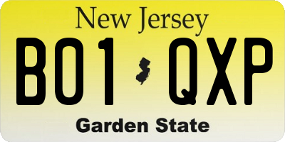 NJ license plate B01QXP