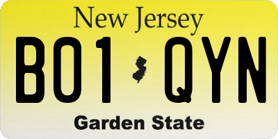 NJ license plate B01QYN