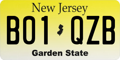 NJ license plate B01QZB