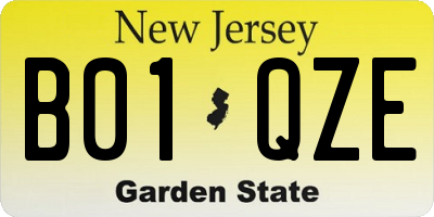 NJ license plate B01QZE