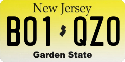 NJ license plate B01QZO