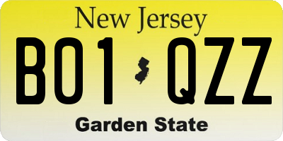 NJ license plate B01QZZ
