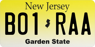 NJ license plate B01RAA