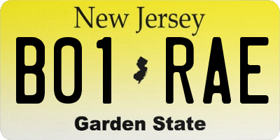 NJ license plate B01RAE