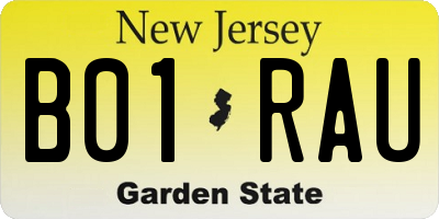 NJ license plate B01RAU