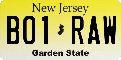 NJ license plate B01RAW