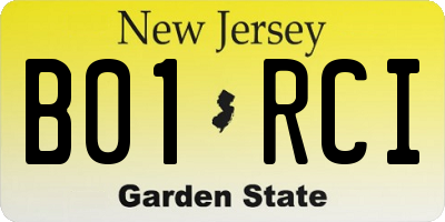 NJ license plate B01RCI