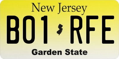 NJ license plate B01RFE