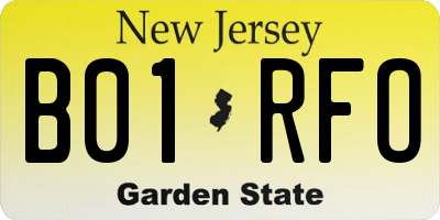 NJ license plate B01RFO