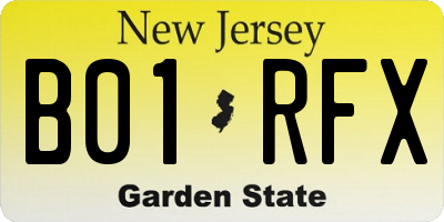 NJ license plate B01RFX