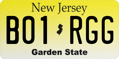 NJ license plate B01RGG