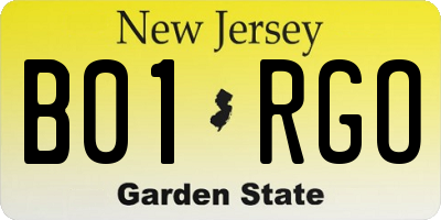 NJ license plate B01RGO