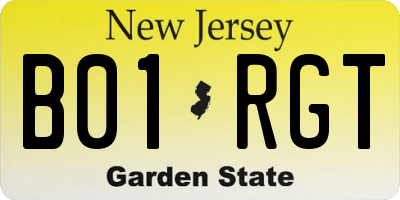 NJ license plate B01RGT