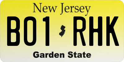 NJ license plate B01RHK