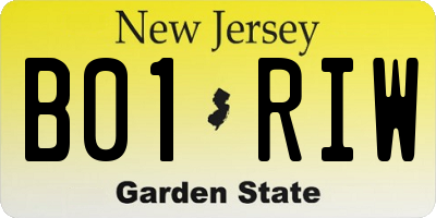 NJ license plate B01RIW