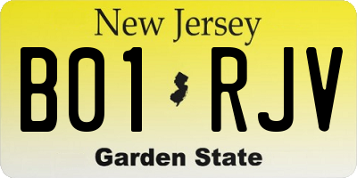 NJ license plate B01RJV