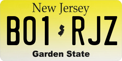 NJ license plate B01RJZ