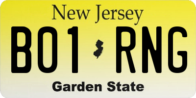 NJ license plate B01RNG